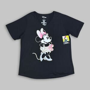 Disney Minnie Mouse Women’s Oversized V-Neck T-Shirt Black 1X
